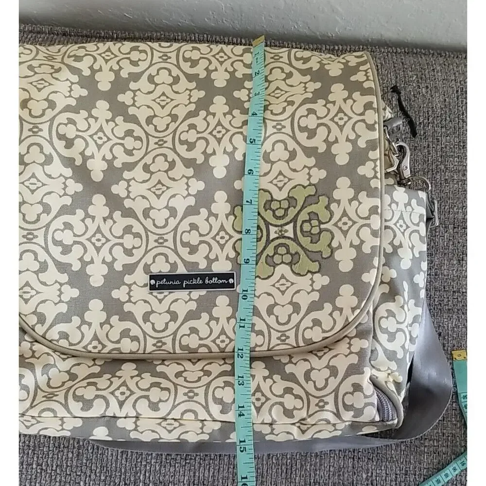 Petunia Pickle Bottom Backpack Shoulder Diaper‎ Bag Gray Light Yellow Green